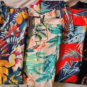 A bundle of 4 Vacation camp style Hawaiian shirts for the price of 1